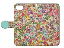 画像をギャラリービューアに読み込む, スマートフォン 手帳型カバー お花と模様の鳥