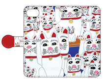 画像をギャラリービューアに読み込む, スマートフォン 手帳型カバー 豪徳寺の招き猫