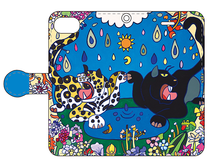 画像をギャラリービューアに読み込む, スマートフォン 手帳型カバー 6月の誕生花とジャガー