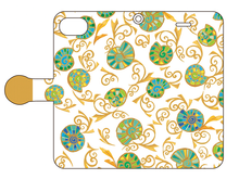 画像をギャラリービューアに読み込む, スマートフォン 手帳型カバー アンモナイトと模様