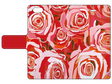 画像をギャラリービューアに読み込む, スマートフォン 手帳型カバー 赤いバラ