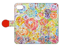 画像をギャラリービューアに読み込む, スマートフォン 手帳型カバー 金のバラ