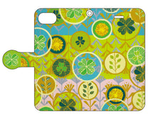 画像をギャラリービューアに読み込む, スマートフォン 手帳型カバー クローバーと花