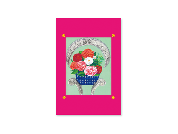カード大 デザイン封筒　花模様とカーネーションの花束