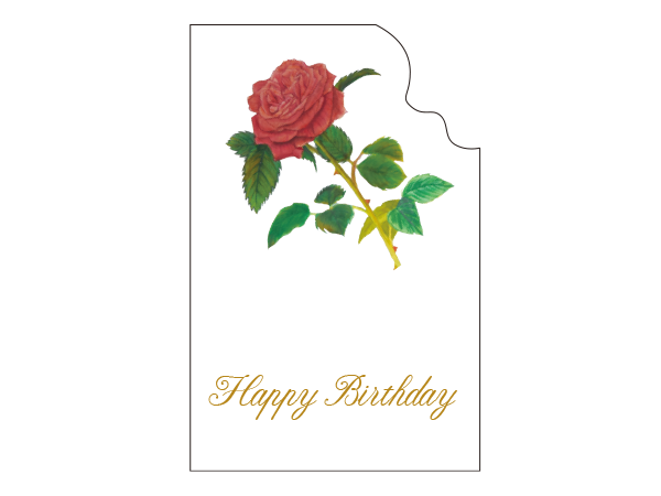カード小 カラー封筒　ローズ１（Happy Birthday）